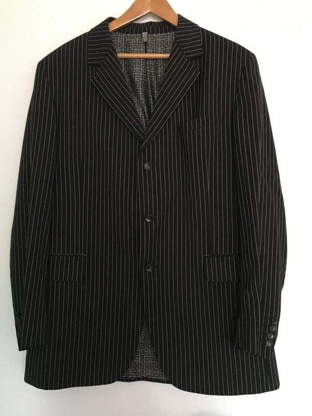 Preview of the first image of Givenchy vintage jacket. XXL Black pinstripe jacket in exe..