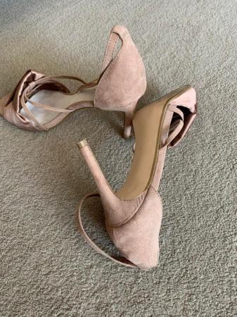Image 2 of Monsoon high heeled shoes size 7. Pink satin front. Very com