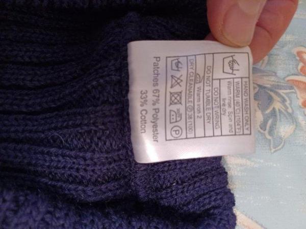 Image 1 of Blue V neck jumper 100% pure wool small (36-38)