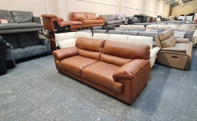 Image 2 of Ex-display Santino apollo tan leather 3 seater sofa
