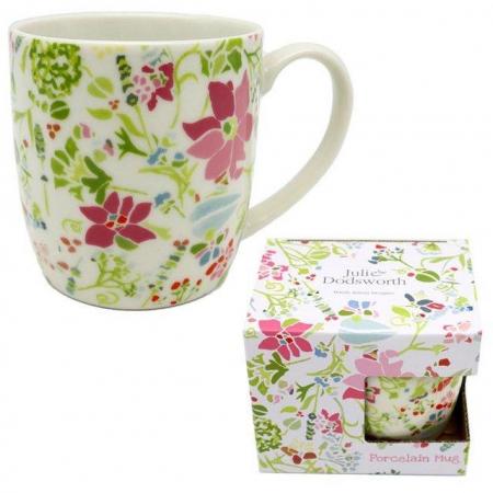 Image 1 of Porcelain Mug - Julie Dodsworth Pink Botanical Free uk Post