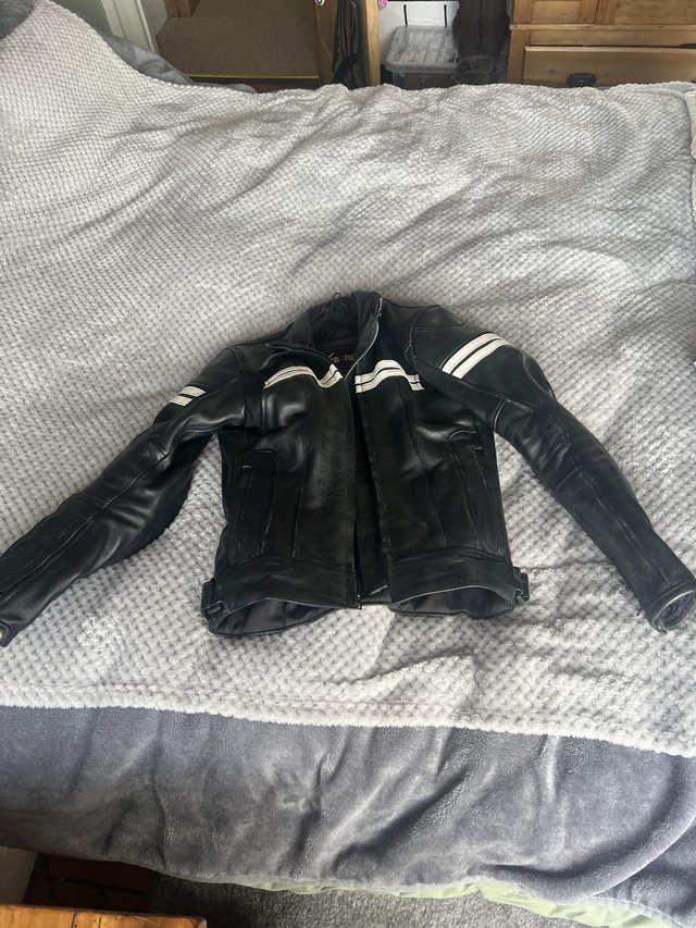 Preview of the first image of Black leather pro first motorbike jacket.