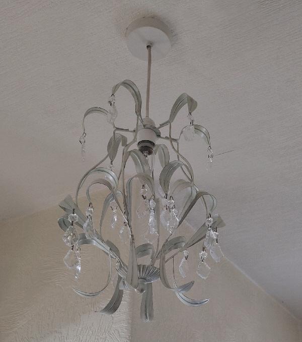 Preview of the first image of Lovely Cream Distressed Look Pendant Light Fitting.