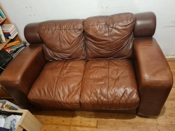 Image 1 of 2+1 seater real leather sofa