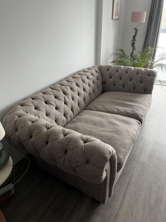 Image 2 of Large two seater grey chesterfield sofa