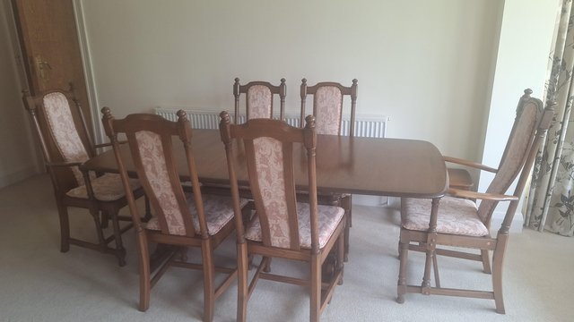 Image 1 of Ercol Golden Dawn dining table and chairs