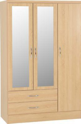 Preview of the first image of NEVADA 3 DOOR 2 DRAWER MIRRORED WARDROBE IN SONOMA OAK.