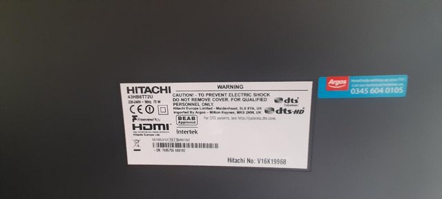 Preview of the first image of Hitachi 43 inch television.
