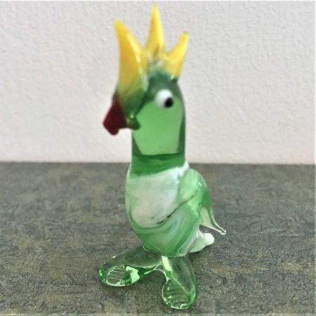 Image 2 of Vintage handmade glass parrot - tiny bit of damage.