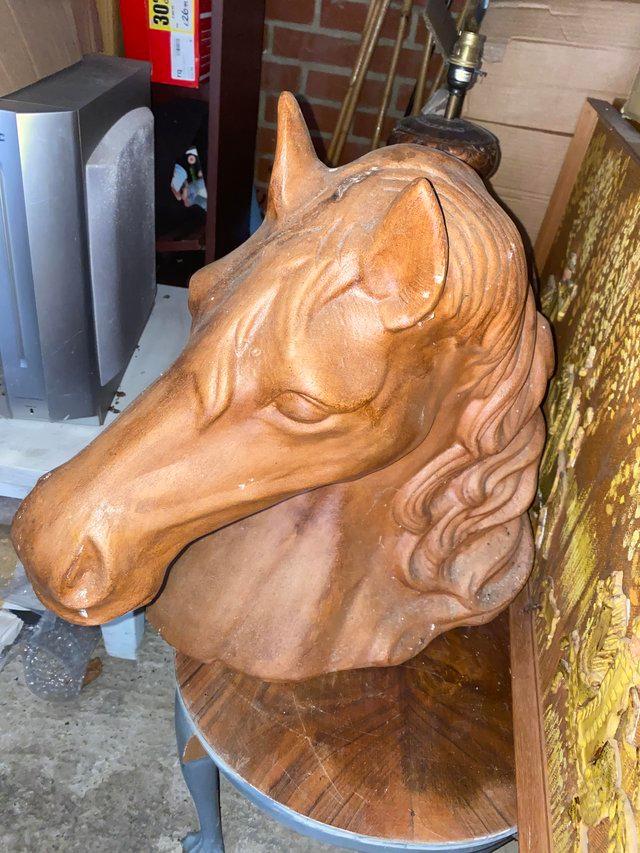 Preview of the first image of Art Deco Terracotta Horse Head Sculpture.