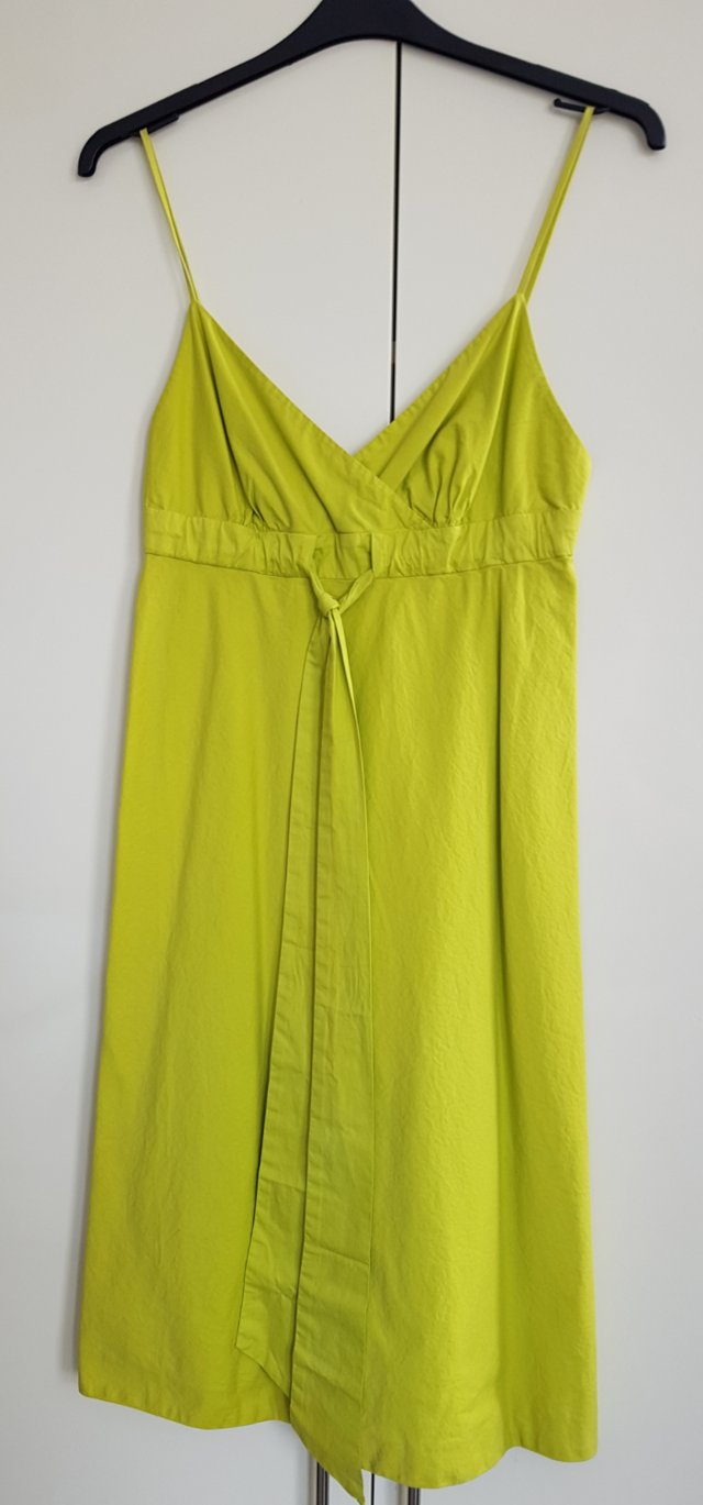 Preview of the first image of J. Crew lime green, below knee summer dress UK size 12 (US s.
