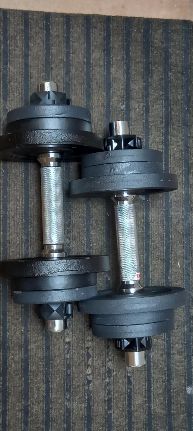 Preview of the first image of Pair Of 10kg Dumbbells With Chrome Grip.
