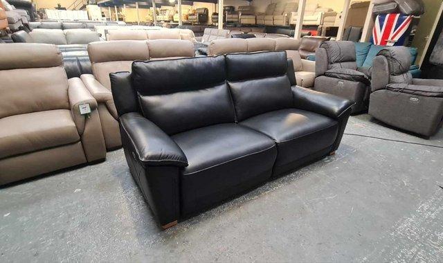 Image 5 of Dune black leather electric recliner 3 seater sofa