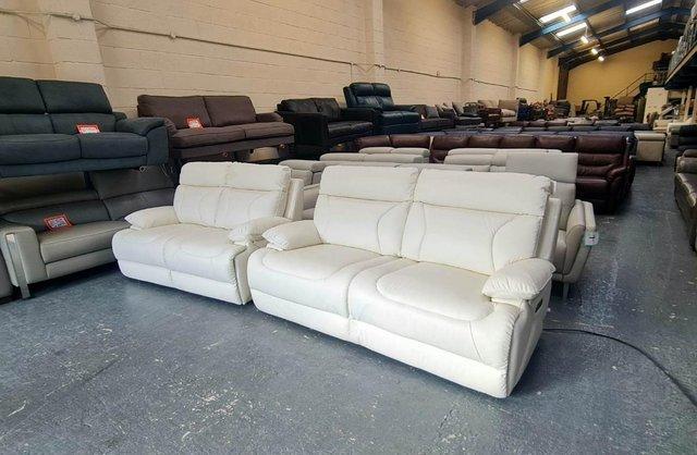 Image 3 of La-z-boy Raleigh ivory leather 3+2 seater sofas