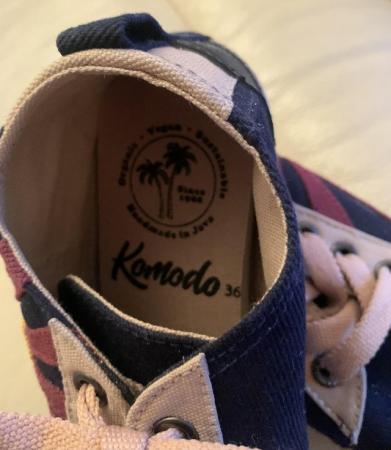 Image 2 of Komodo plimsolls size 3, navy & maroon