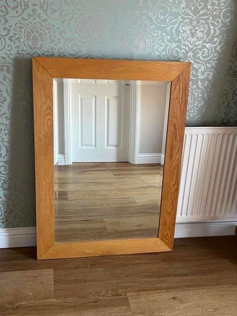 Preview of the first image of Oak Mirror with Bevelled edge Glass.