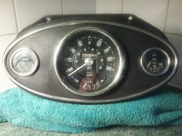 Preview of the first image of 1970's Mini dashboard cluster, + Grill, N/S door.