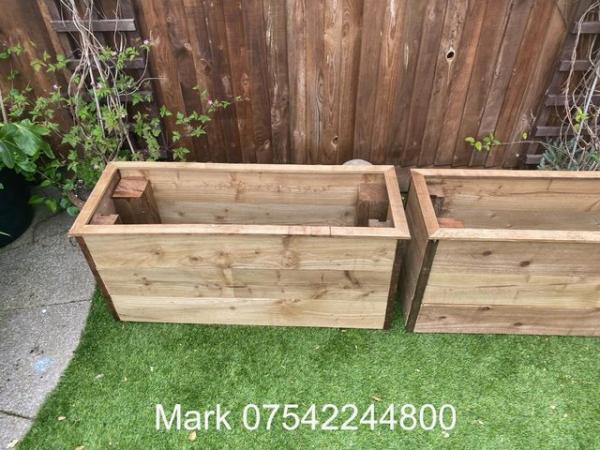 Image 4 of Pair of Rustic Bespoke Treated Garden Planters