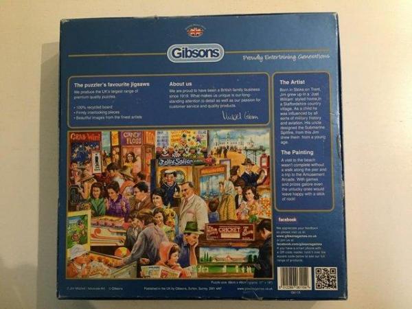 Image 3 of Gibson 1000 piece jigsaw titled The Amusement Arcade.