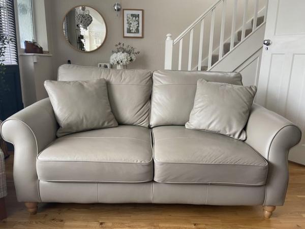 Image 2 of NEXT Ashford 2-seater leather sofa - light grey