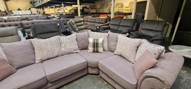Image 8 of Gracie grey fabric chesterfield style corner sofa