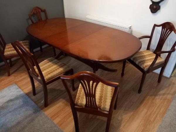 Image 2 of G plan dining table, 1 carver plus 4 chairs. All original go
