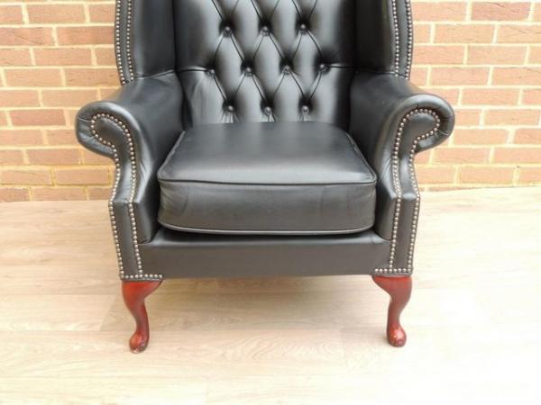 Image 11 of Chesterfield Black Queen Anne Armchair (UK Delivery)