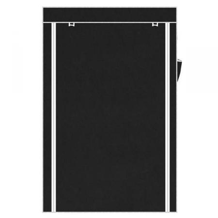 Image 3 of Portable Hanging Closet Wardrobe Rack with Shelf Black