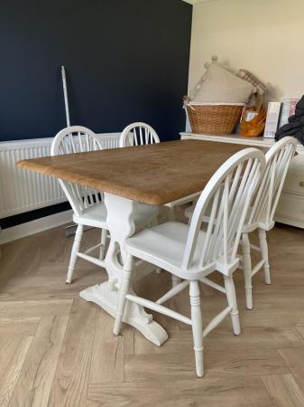 Image 2 of Solid farm house style dining table & 4 chairs