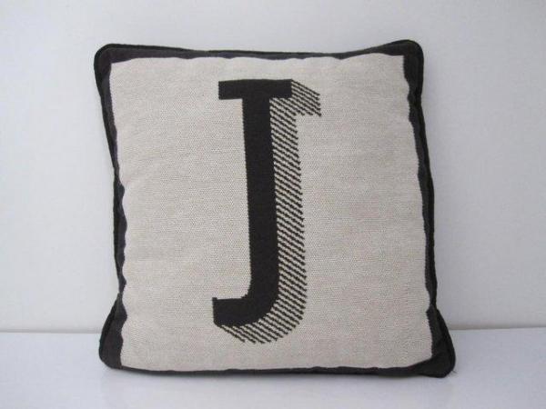 Image 1 of Square cushion with letter J on