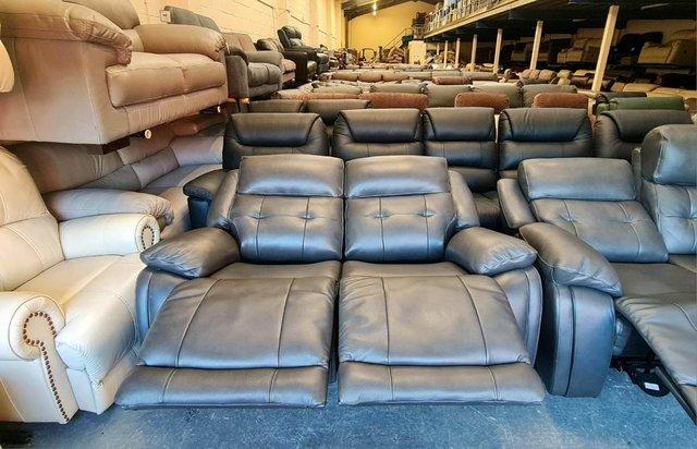 Image 5 of La-z-boy El Paso grey leather recliner 3+2 seater sofas