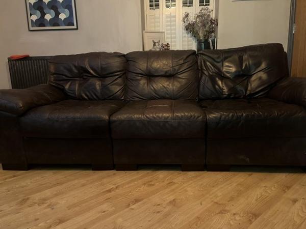 Image 2 of DFS large brown 3 seater sofa