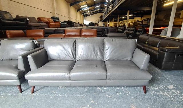 Image 2 of Ex-display Angelo grey leather 3+2 seater sofas