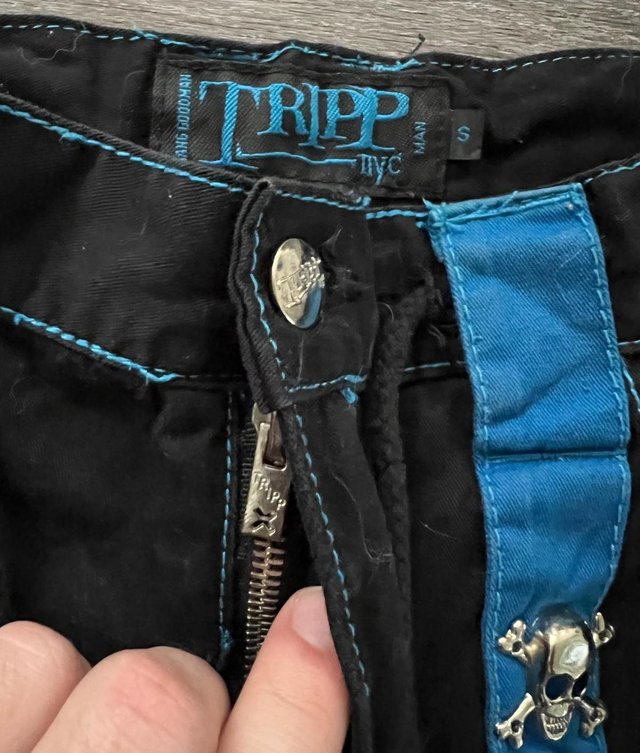 Preview of the first image of Y2K Tripp Rave chained link pants.