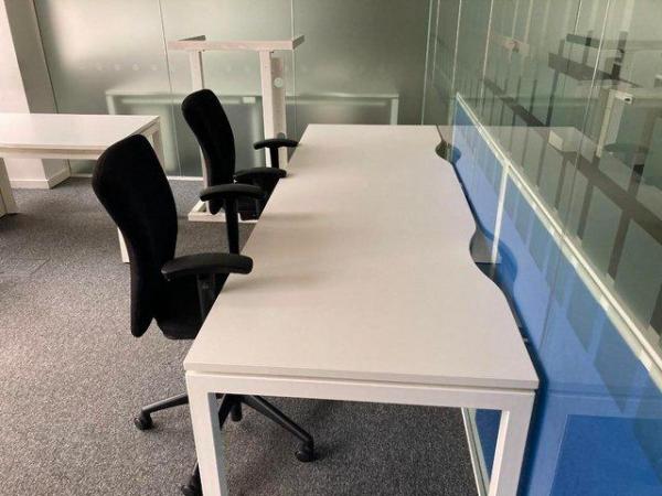 Image 7 of White 4 and 2 pod desk office table task computer desks