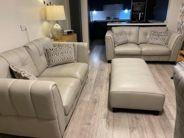 Image 2 of Sofolgy Ariana leather sofas and footstool