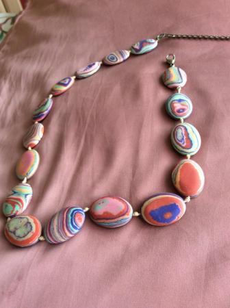 Image 1 of Pretty vintage polished stone necklace