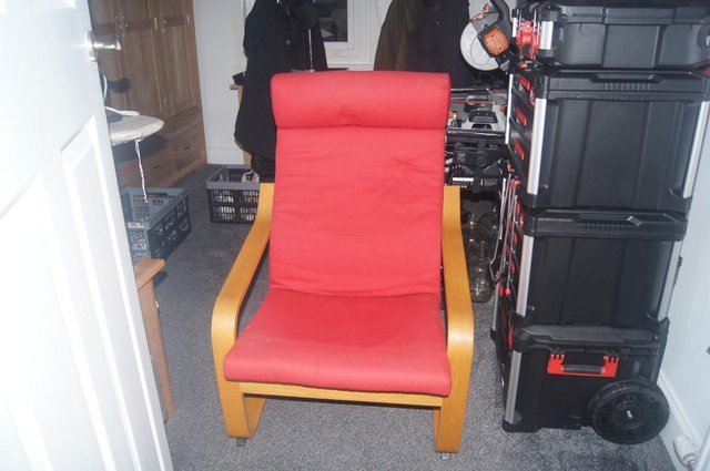 Preview of the first image of Ikea Poang Rocking Chair in Red.