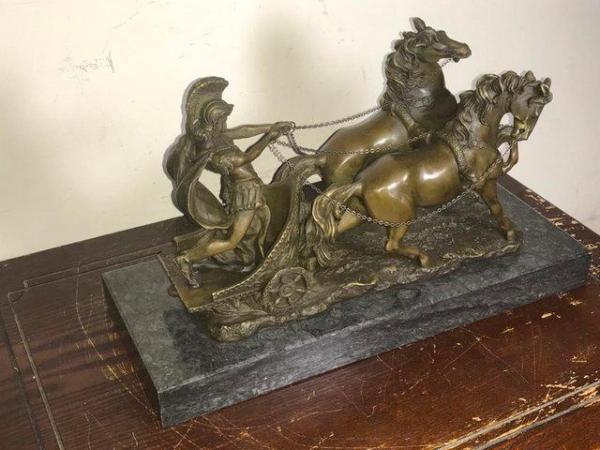 Image 14 of The Chariot racer in hot caste bronze & marble