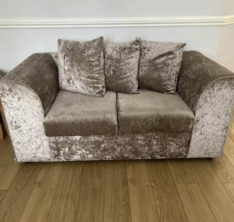 Image 2 of 2 and 3 seater grey velvet sofas