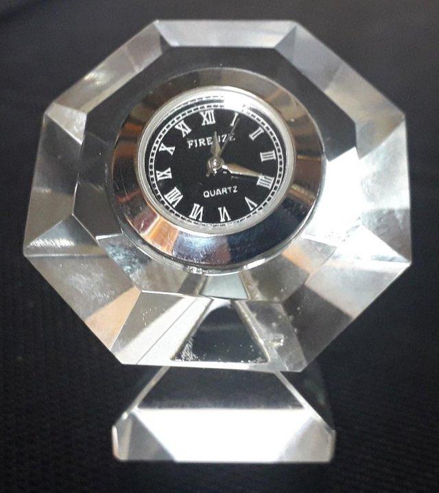 Preview of the first image of MINIATURE NOVELTY CLOCK - FAUX CRYSTAL.