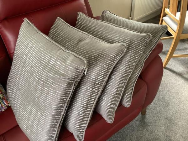 Image 1 of 4 large cushions and covers, silver