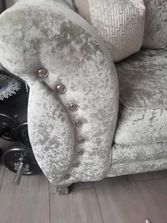 Image 3 of Silver /grey crushed Sofa