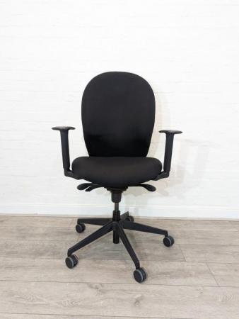 Image 3 of Verco Operator Chair, Adjustable, Swivel Base, Black Fabric