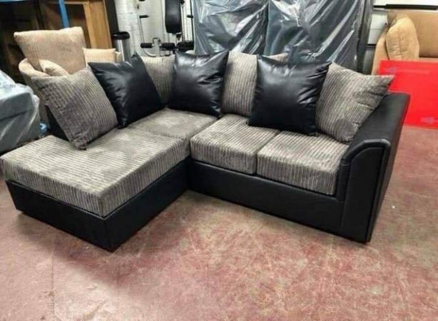 Image 2 of New Dylan Jumbo Cord/Leather Corner Sofa Comfy Seats