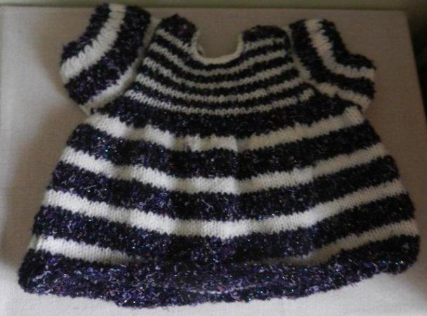 Image 3 of Hand Knitted Teddy Bear Clothes - Dress Fits 14"-15" Bear