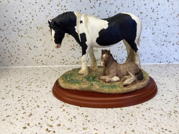 Image 1 of Coloured cob mare and foal by Border Fine Arts