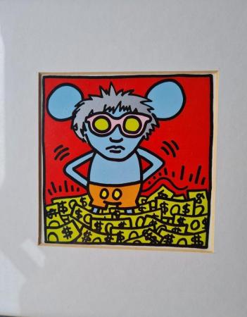 Image 3 of Pair of framed 'Andy Mouse' prints by Keith Haring