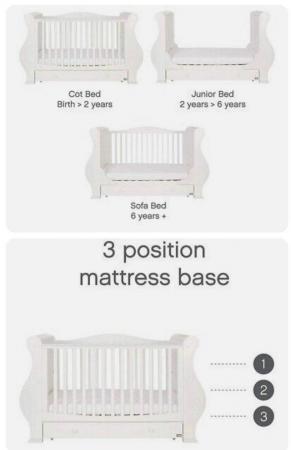 Image 3 of USED Tutti bambini Louis 3 In 1 Deluxe Sleigh Cot Bed