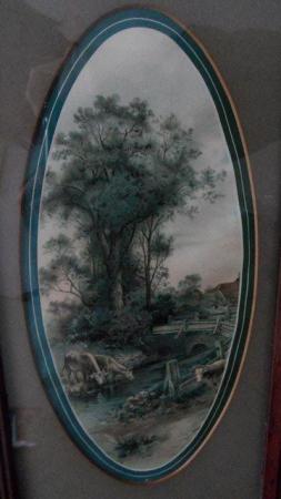 Image 2 of Mirror Vintage dark wood frame with pictures